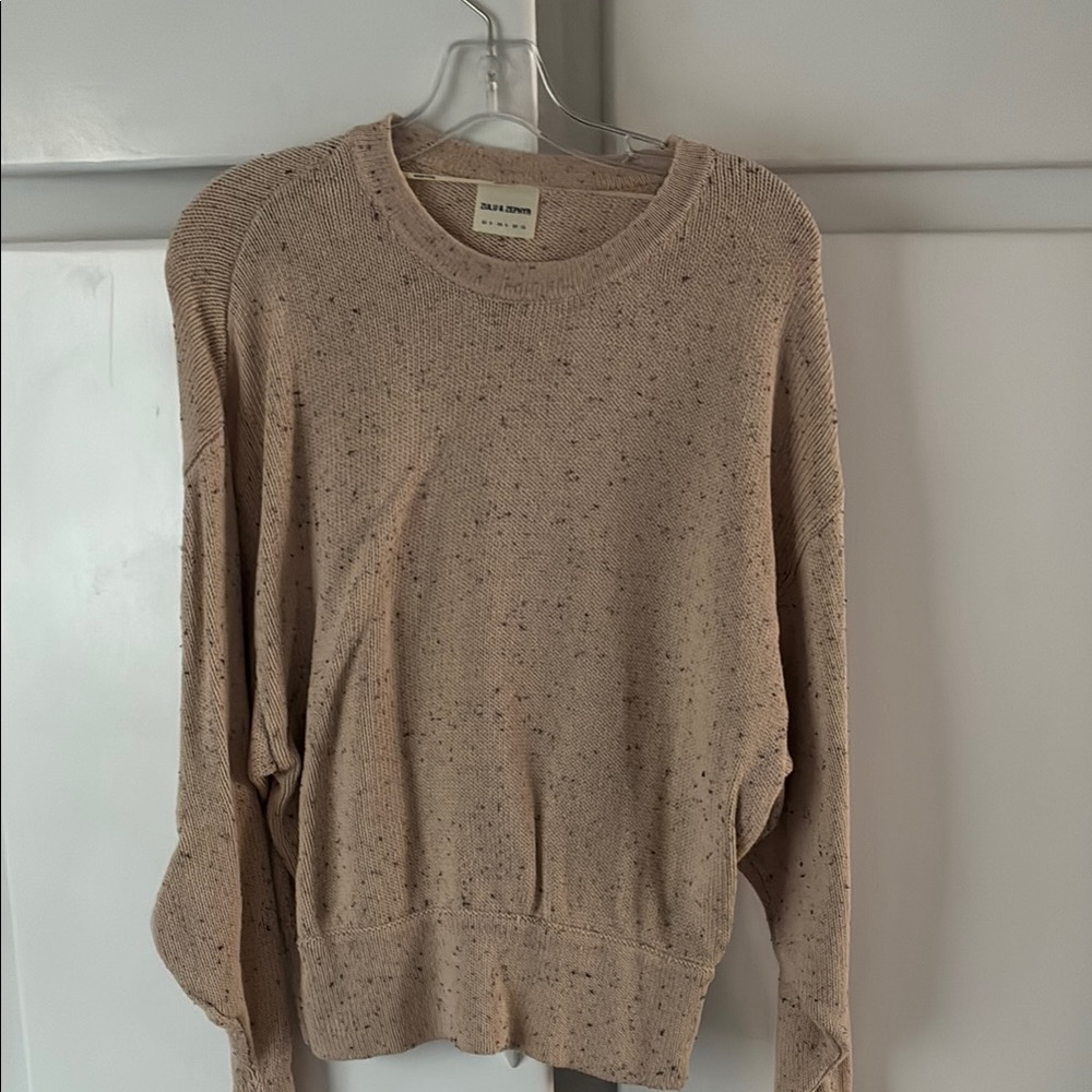 Zulu & Zephyr Speckled Beige Crew Neck Sweater